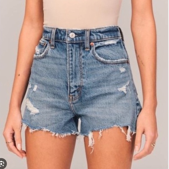 Abercrombie & Fitch Pants - A&F High Rise Mom Shorts Blue 29